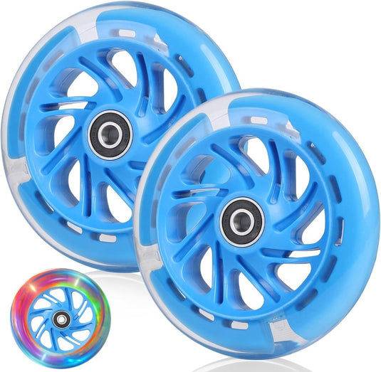 DBREAKS Lichtgevende stuntstep, wielen met ledverlichting, 100 mm, ABEC, 9 kogellagers, hardheid 88A, geschikt voor alle scooters (zwart) - happygetfit.com