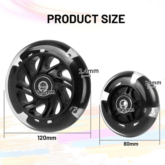 DBREAKS Lichtgevende stuntstep, wielen met ledverlichting, 100 mm, ABEC, 9 kogellagers, hardheid 88A, geschikt voor alle scooters (zwart) - happygetfit.com