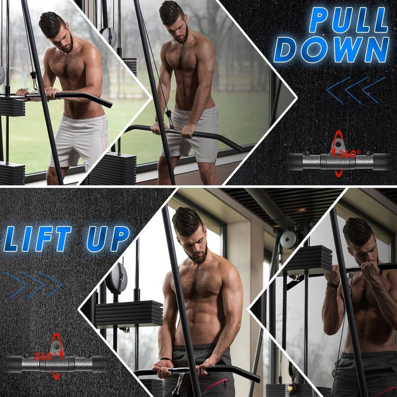 Load image into Gallery viewer, Detachable LAT Pull Down Bar with Full Wrapped Rotating LAT Bar, Cable Machine Pull Down Bar Attachment, Triceps Biceps Pulldown bar for Home Gym (39in) - happygetfit.com
