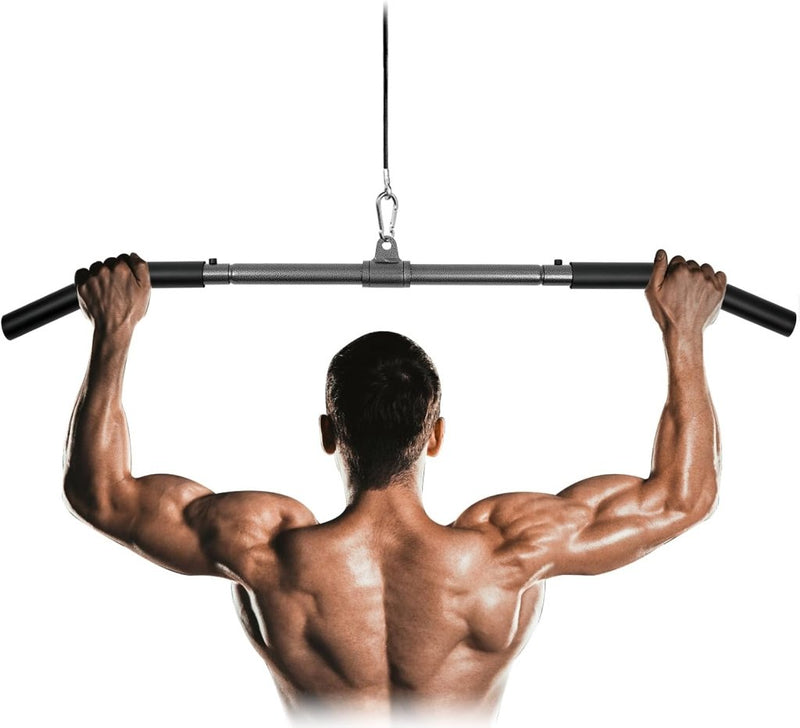 Load image into Gallery viewer, Detachable LAT Pull Down Bar with Full Wrapped Rotating LAT Bar, Cable Machine Pull Down Bar Attachment, Triceps Biceps Pulldown bar for Home Gym (39in) - happygetfit.com

