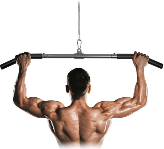 Detachable LAT Pull Down Bar with Full Wrapped Rotating LAT Bar, Cable Machine Pull Down Bar Attachment, Triceps Biceps Pulldown bar for Home Gym (39in) - happygetfit.com