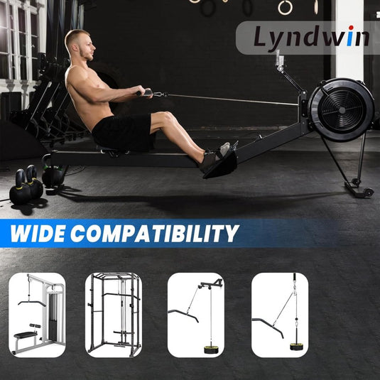 Detachable LAT Pull Down Bar with Full Wrapped Rotating LAT Bar, Cable Machine Pull Down Bar Attachment, Triceps Biceps Pulldown bar for Home Gym (39in) - happygetfit.com