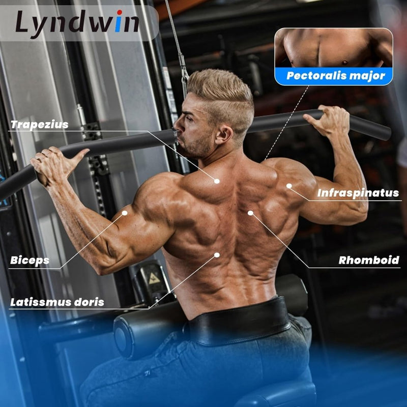 Load image into Gallery viewer, Detachable LAT Pull Down Bar with Full Wrapped Rotating LAT Bar, Cable Machine Pull Down Bar Attachment, Triceps Biceps Pulldown bar for Home Gym (39in) - happygetfit.com
