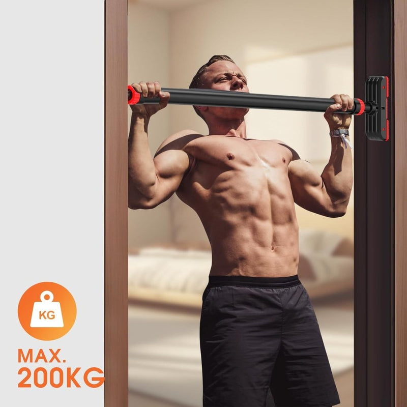 Load image into Gallery viewer, DH FitLife Optrekstang, deurkozijn zonder schroeven, pull-up bar voor deur om in te draaien, deurrek voor krachttraining, rekstang voor deur 72-92 cm, met waterpas - happygetfit.com
