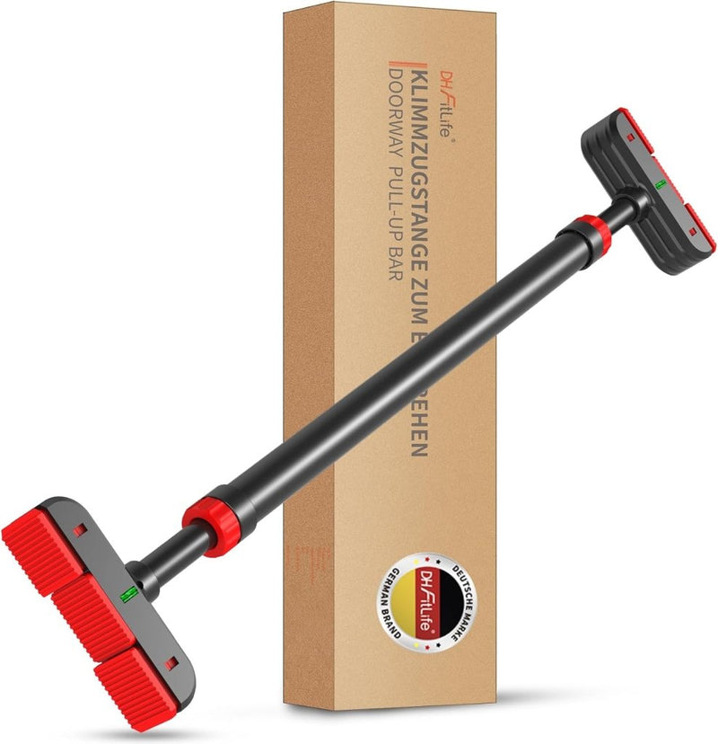 Load image into Gallery viewer, DH FitLife Optrekstang, deurkozijn zonder schroeven, pull-up bar voor deur om in te draaien, deurrek voor krachttraining, rekstang voor deur 72-92 cm, met waterpas - happygetfit.com
