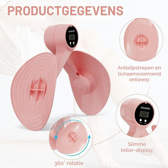 Dijbeentrainer met elektronische teller en 360 graden draaibare steunen voor benen billen en bekkenbodem – heuptrainer – beentraining - happygetfit.com