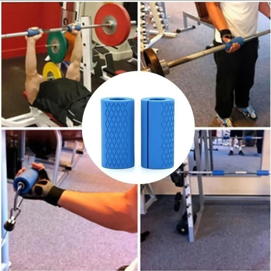Dikke haltergrepen siliconen set van 2 blauw - happygetfit.com