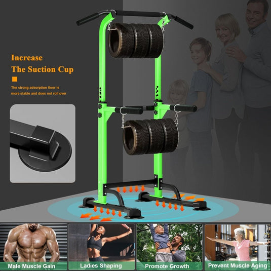 DlandHome Power Tower Pull Up Dip Station Multi-Function Fitness Equipment for Strength Training Adjustable Height Dip Stand for Home Gym - happygetfit.com