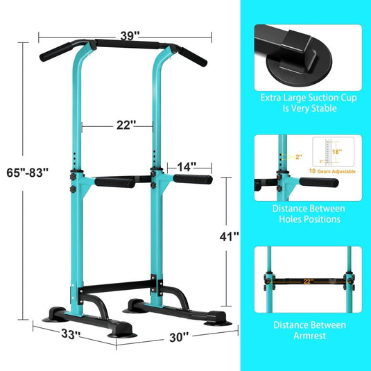 DlandHome Power Tower Pull Up Dip Station Multi-Function Fitness Equipment for Strength Training Adjustable Height Dip Stand for Home Gym - happygetfit.com