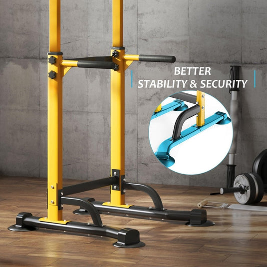 DlandHome Power Tower Pull Up Dip Station Multi-Function Fitness Equipment for Strength Training Adjustable Height Dip Stand for Home Gym - happygetfit.com