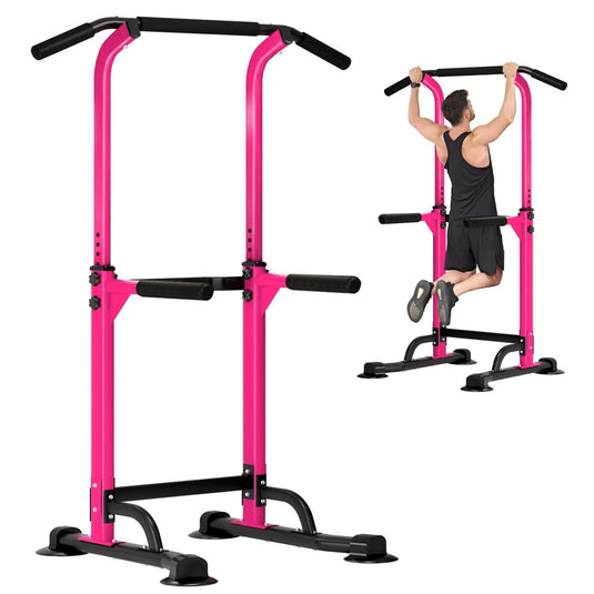 DlandHome Power Tower Pull Up Dip Station Multi-Function Fitness Equipment for Strength Training Adjustable Height Dip Stand for Home Gym - happygetfit.com