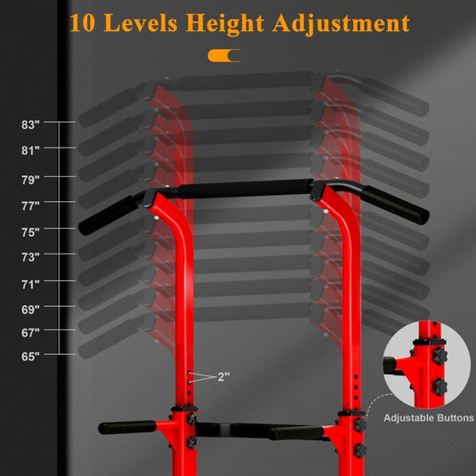 DlandHome Power Tower Pull Up Dip Station Multi-Function Fitness Equipment for Strength Training Adjustable Height Dip Stand for Home Gym - happygetfit.com