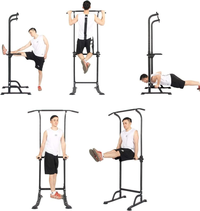 Load image into Gallery viewer, DlandHome Romeinse stoel voor krachttraining, verstelbaar, dips tractie, optrekstang op voet, tractiestation, buikdips, armleuningen, fitness, zwart - happygetfit.com
