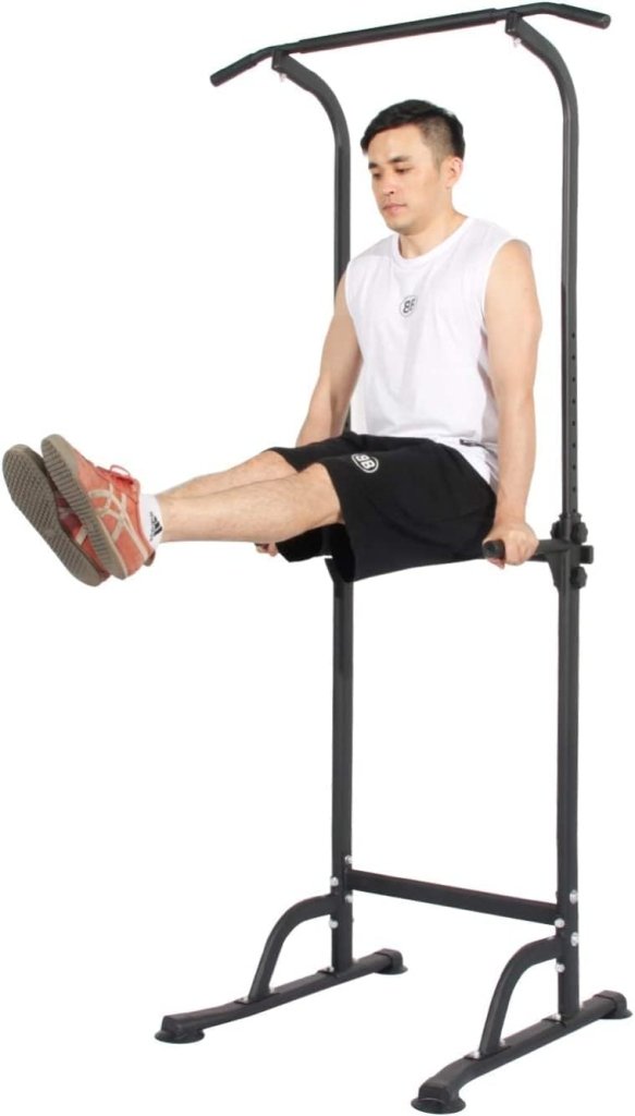Load image into Gallery viewer, DlandHome Romeinse stoel voor krachttraining, verstelbaar, dips tractie, optrekstang op voet, tractiestation, buikdips, armleuningen, fitness, zwart - happygetfit.com
