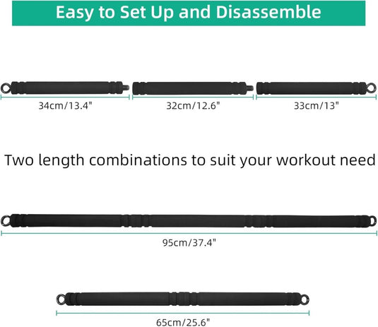 Draagbare pilatesbar voor weerstandsbanden zwart - happygetfit.com