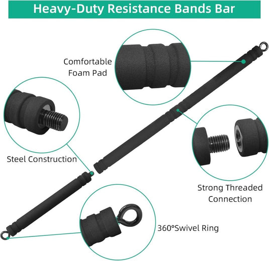 Draagbare pilatesbar voor weerstandsbanden zwart - happygetfit.com