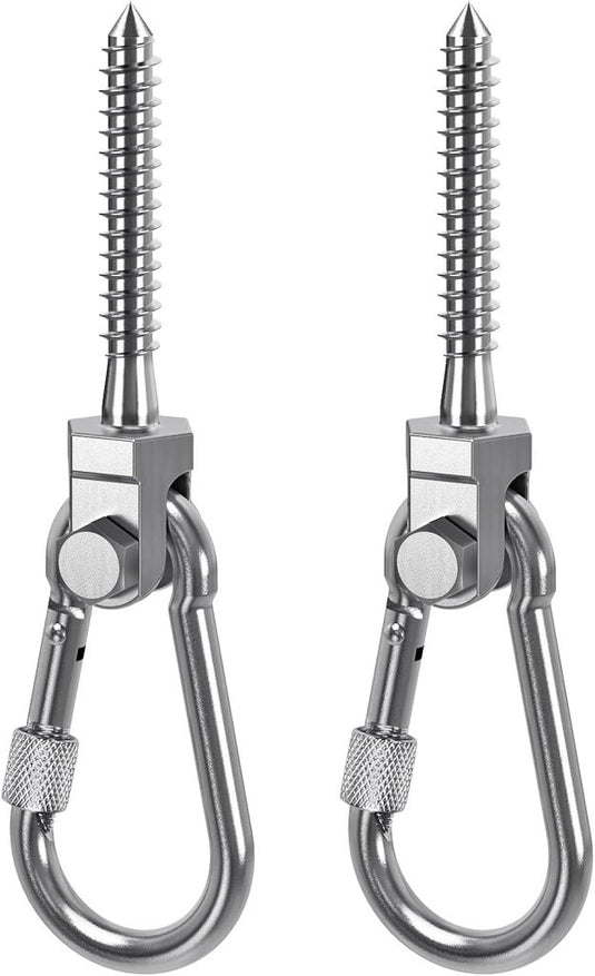 Draaibare schommelhaken 4 stuks 12,7 cm van RVS met kogellagers voor houten balken – ophangschroeven – hangmatbevestiging - happygetfit.com