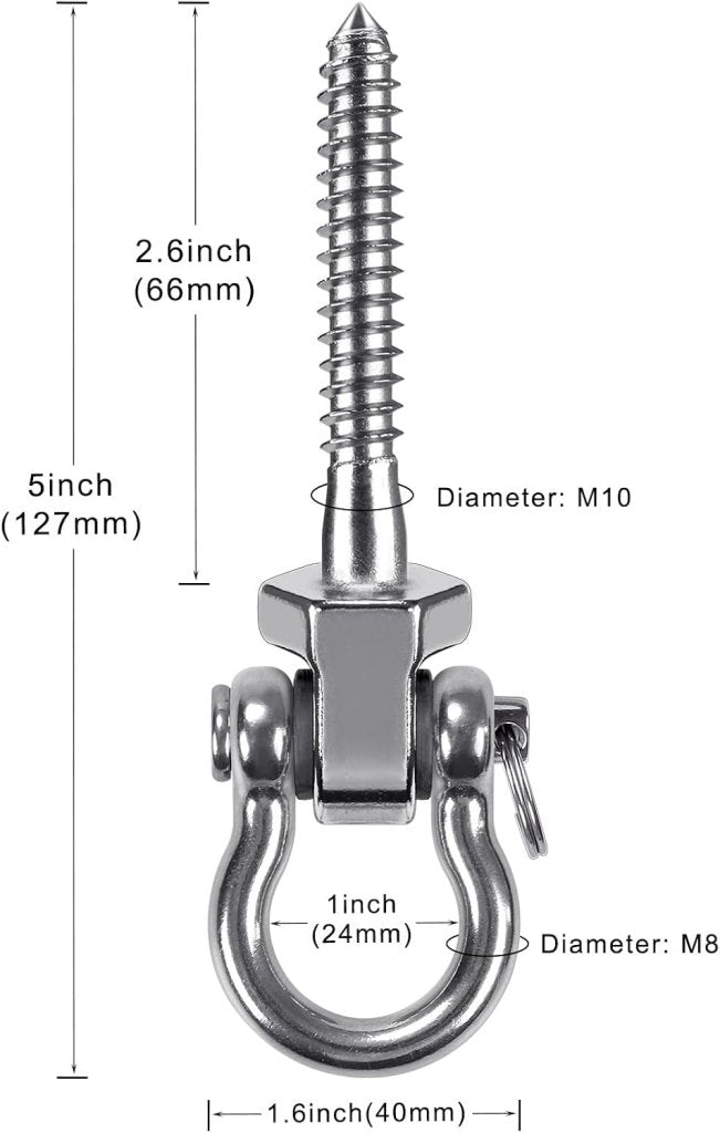 Laad afbeelding in Galerijviewer, Draaibare schommelhaken 4 stuks 12,7 cm van RVS met kogellagers voor houten balken – ophangschroeven – hangmatbevestiging - happygetfit.com
