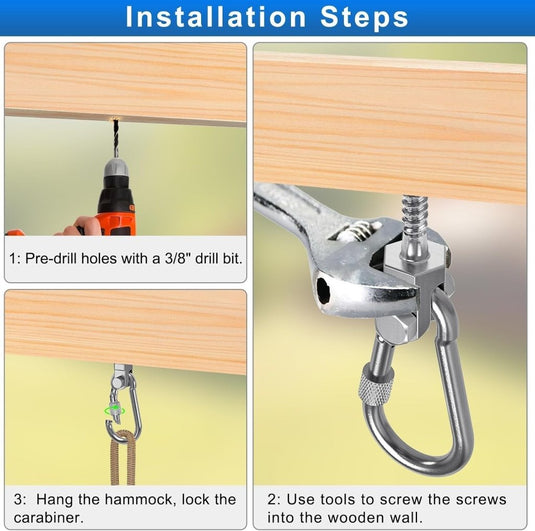 Draaibare schommelhaken 4 stuks 12,7 cm van RVS met kogellagers voor houten balken – ophangschroeven – hangmatbevestiging - happygetfit.com