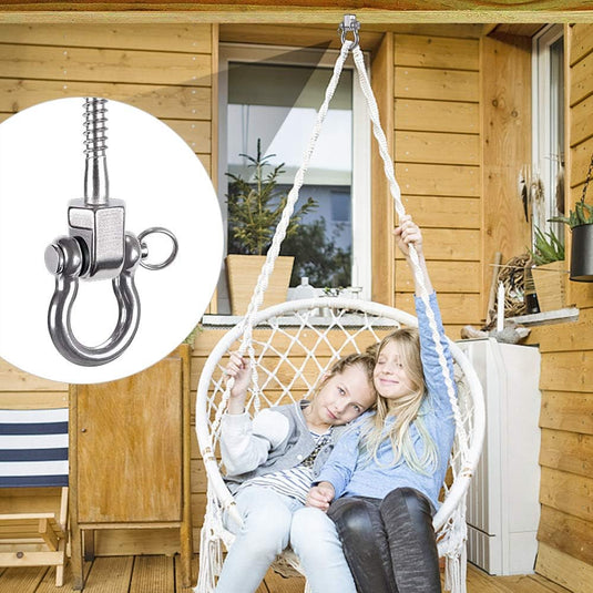 Draaibare schommelhaken 4 stuks 12,7 cm van RVS met kogellagers voor houten balken – ophangschroeven – hangmatbevestiging - happygetfit.com
