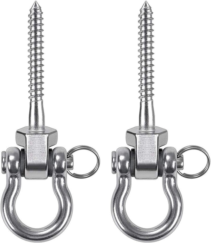 Laad afbeelding in Galerijviewer, Draaibare schommelhaken 4 stuks 12,7 cm van RVS met kogellagers voor houten balken – ophangschroeven – hangmatbevestiging - happygetfit.com
