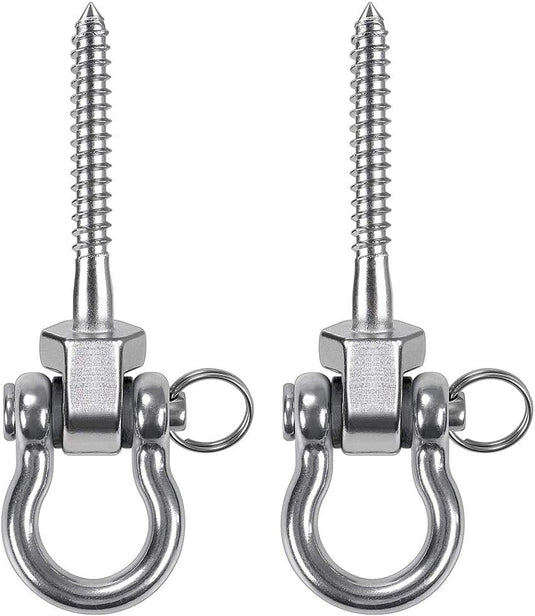 Draaibare schommelhaken 4 stuks 12,7 cm van RVS met kogellagers voor houten balken – ophangschroeven – hangmatbevestiging - happygetfit.com