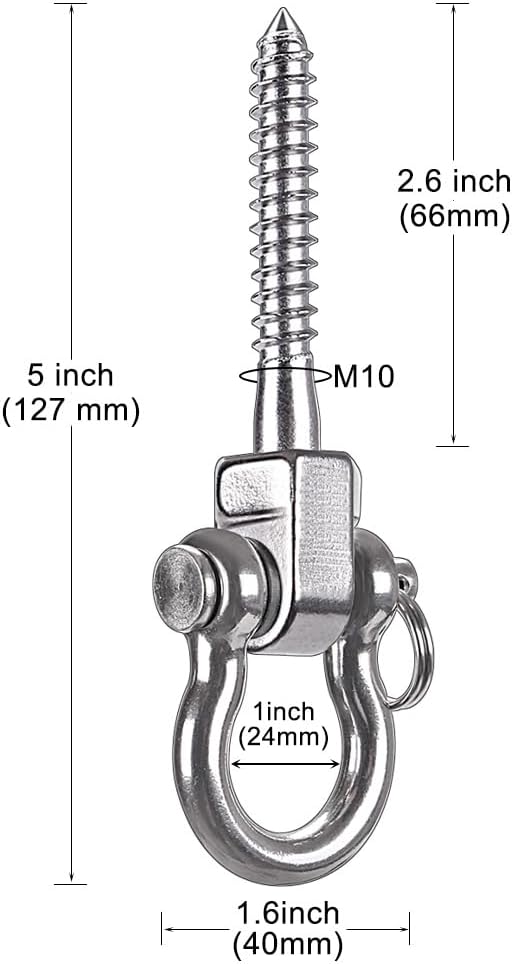 Draaibare schommelhaken 4 stuks 12,7 cm van RVS met kogellagers voor houten balken – ophangschroeven – hangmatbevestiging - happygetfit.com