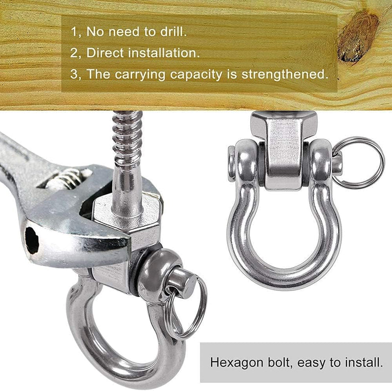 Laad afbeelding in Galerijviewer, Draaibare schommelhaken 4 stuks 12,7 cm van RVS met kogellagers voor houten balken – ophangschroeven – hangmatbevestiging - happygetfit.com
