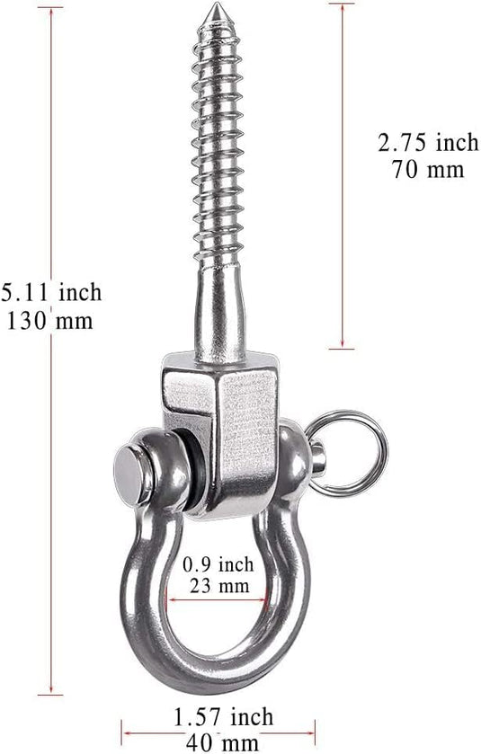 Draaibare schommelhaken 4 stuks 12,7 cm van RVS met kogellagers voor houten balken – ophangschroeven – hangmatbevestiging - happygetfit.com