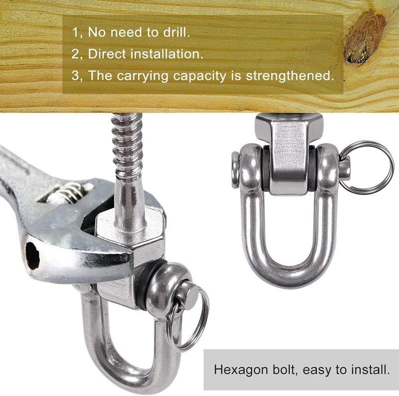 Laad afbeelding in Galerijviewer, Draaibare schommelhaken 4 stuks 12,7 cm van RVS met kogellagers voor houten balken – ophangschroeven – hangmatbevestiging - happygetfit.com
