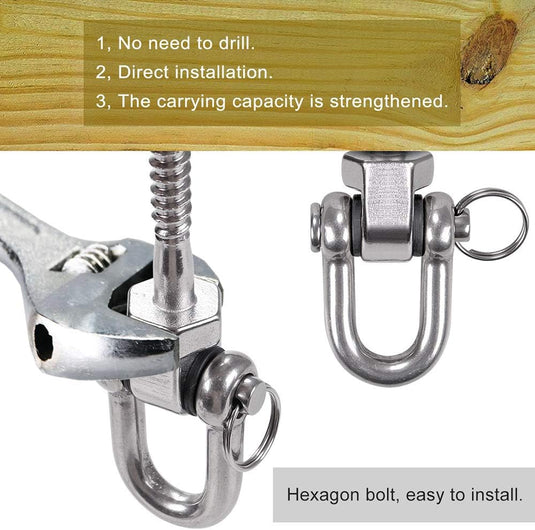 Draaibare schommelhaken 4 stuks 12,7 cm van RVS met kogellagers voor houten balken – ophangschroeven – hangmatbevestiging - happygetfit.com