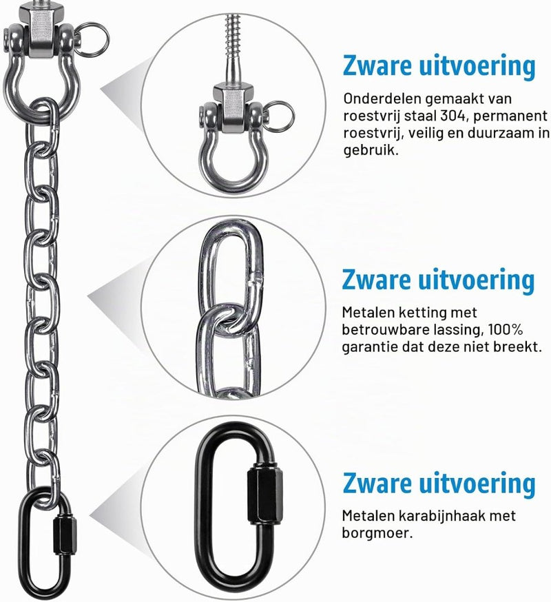 Laad afbeelding in Galerijviewer, Draaibare schommelhaken 4 stuks 12,7 cm van RVS met kogellagers voor houten balken – ophangschroeven – hangmatbevestiging - happygetfit.com
