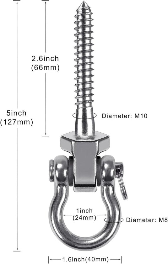 Draaibare schommelhaken 4 stuks 12,7 cm van RVS met kogellagers voor houten balken – ophangschroeven – hangmatbevestiging - happygetfit.com