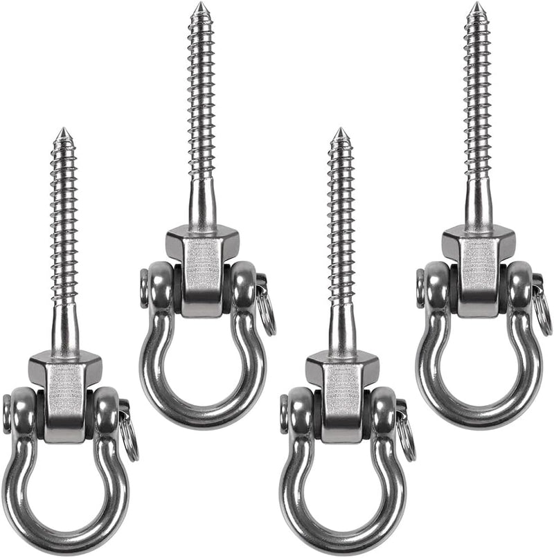 Laad afbeelding in Galerijviewer, Draaibare schommelhaken 4 stuks 12,7 cm van RVS met kogellagers voor houten balken – ophangschroeven – hangmatbevestiging - happygetfit.com

