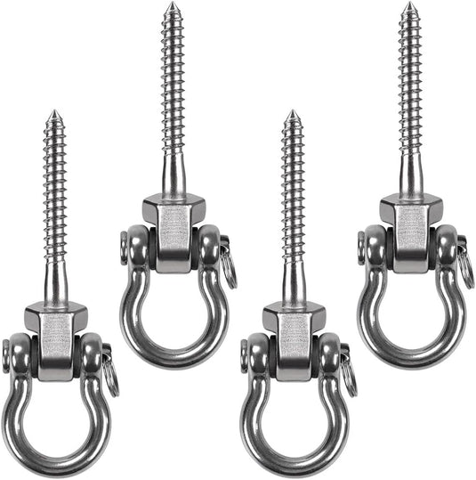 Draaibare schommelhaken 4 stuks 12,7 cm van RVS met kogellagers voor houten balken – ophangschroeven – hangmatbevestiging - happygetfit.com