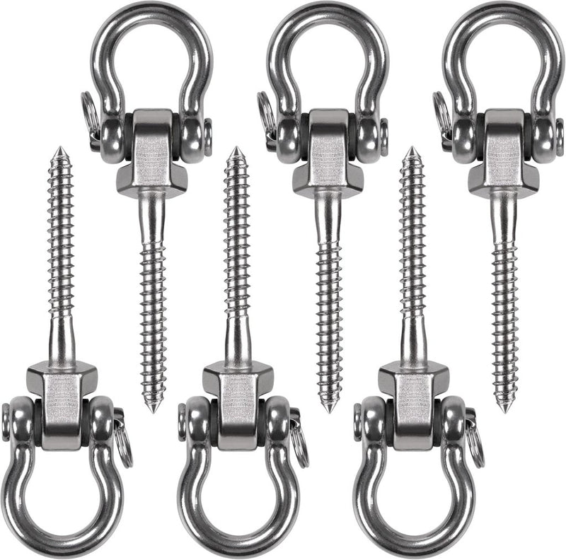 Laad afbeelding in Galerijviewer, Draaibare schommelhaken 4 stuks 12,7 cm van RVS met kogellagers voor houten balken – ophangschroeven – hangmatbevestiging - happygetfit.com
