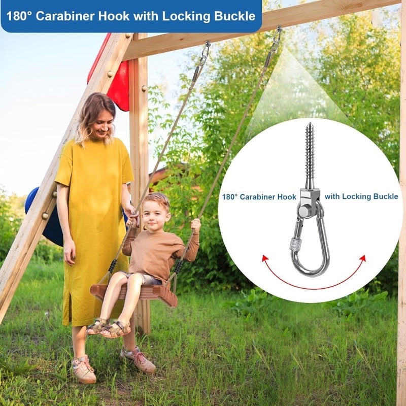 Laad afbeelding in Galerijviewer, Draaibare schommelhaken 4 stuks 12,7 cm van RVS met kogellagers voor houten balken – ophangschroeven – hangmatbevestiging - happygetfit.com
