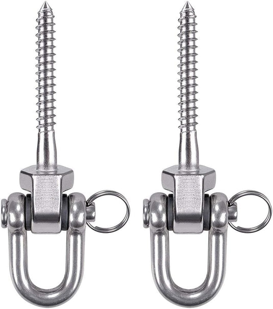 Draaibare schommelhaken 4 stuks 12,7 cm van RVS met kogellagers voor houten balken – ophangschroeven – hangmatbevestiging - happygetfit.com