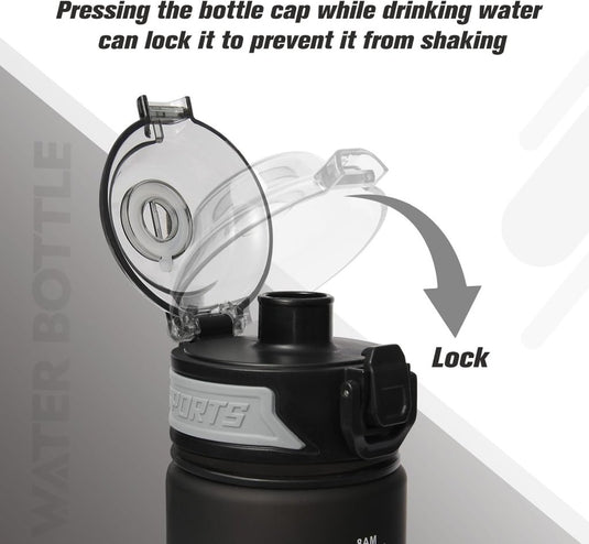 Drinkfles 1 liter van BPA-vrij Tritan met tijdmarkering en lekvrije dop – waterfles – hydratatiefles - happygetfit.com