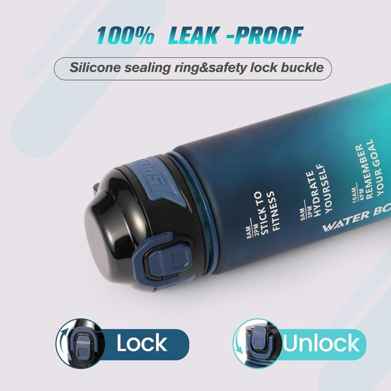 Laden Sie das Bild in Galerie -Viewer, Drinkfles 1 liter van BPA-vrij Tritan met tijdmarkering en lekvrije dop – waterfles – hydratatiefles - happygetfit.com
