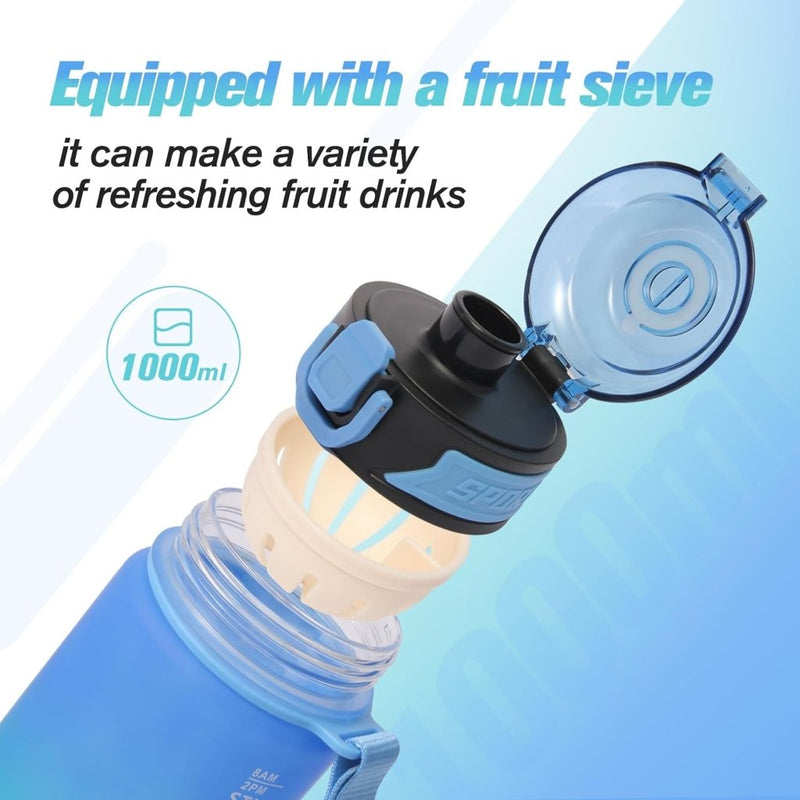 Laden Sie das Bild in Galerie -Viewer, Drinkfles 1 liter van BPA-vrij Tritan met tijdmarkering en lekvrije dop – waterfles – hydratatiefles - happygetfit.com
