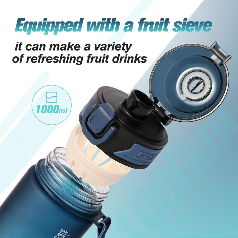 Laden Sie das Bild in Galerie -Viewer, Drinkfles 1 liter van BPA-vrij Tritan met tijdmarkering en lekvrije dop – waterfles – hydratatiefles - happygetfit.com
