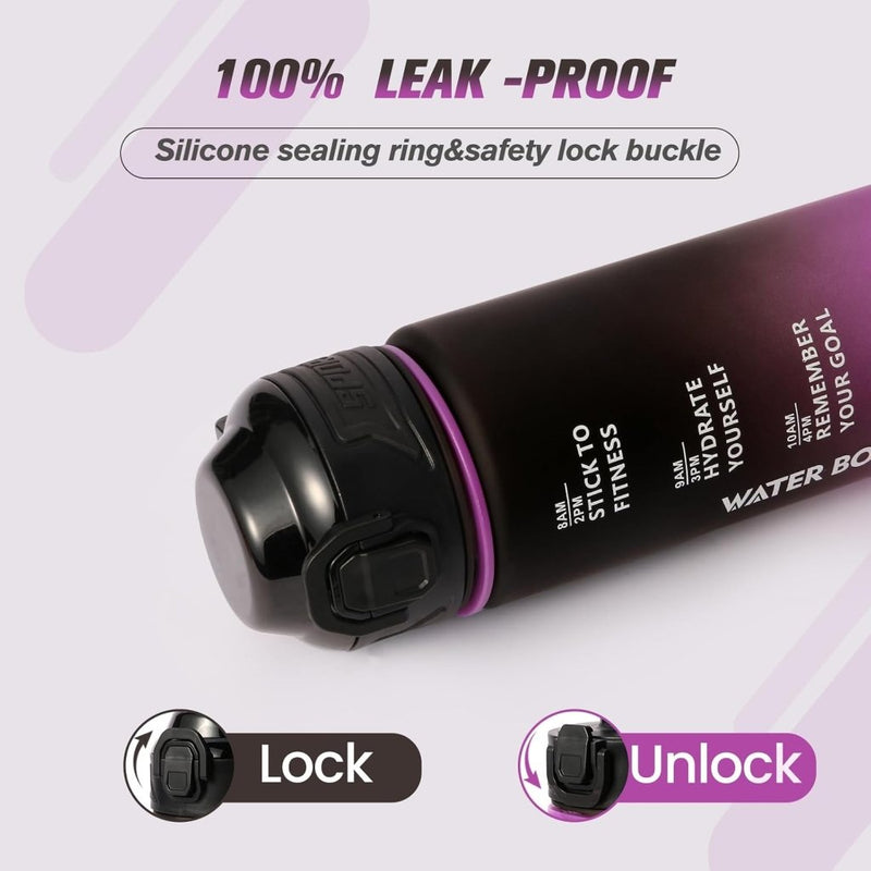 Laden Sie das Bild in Galerie -Viewer, Drinkfles 1 liter van BPA-vrij Tritan met tijdmarkering en lekvrije dop – waterfles – hydratatiefles - happygetfit.com
