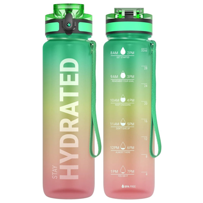 Załaduj obraz do przeglądarki galerii, Drinkfles 750 ml BPA-vrij met tijdmarkeringen en lekvrije dop – waterfles – sportfles - happygetfit.com
