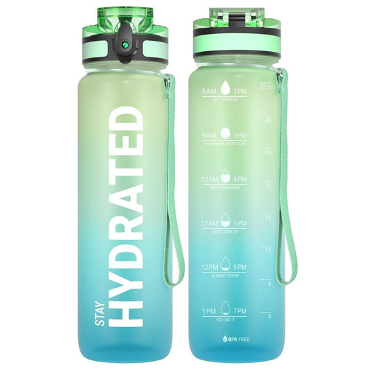Drinkfles 750 ml BPA-vrij met tijdmarkeringen en lekvrije dop – waterfles – sportfles - happygetfit.com