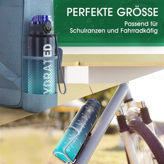 Drinkfles 750 ml BPA-vrij met tijdmarkeringen en lekvrije dop – waterfles – sportfles - happygetfit.com