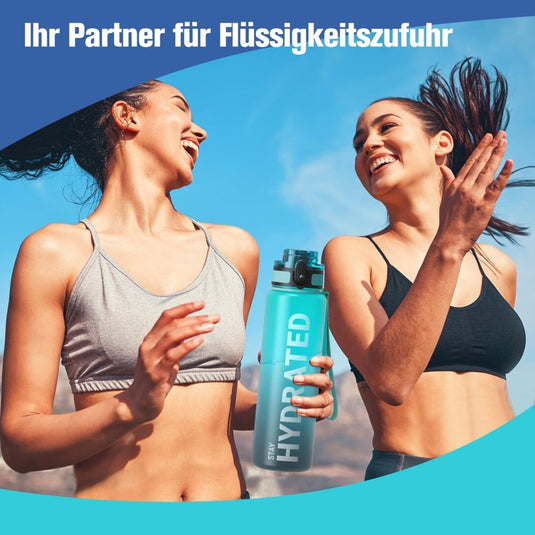 Drinkfles 750 ml BPA-vrij met tijdmarkeringen en lekvrije dop – waterfles – sportfles - happygetfit.com