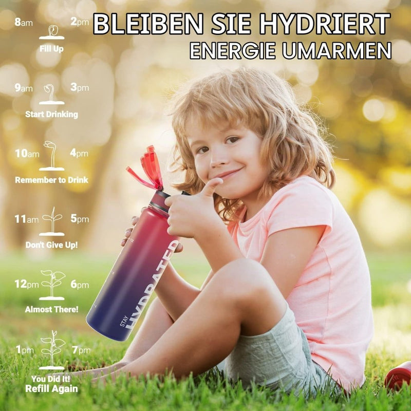 Załaduj obraz do przeglądarki galerii, Drinkfles 750 ml BPA-vrij met tijdmarkeringen en lekvrije dop – waterfles – sportfles - happygetfit.com
