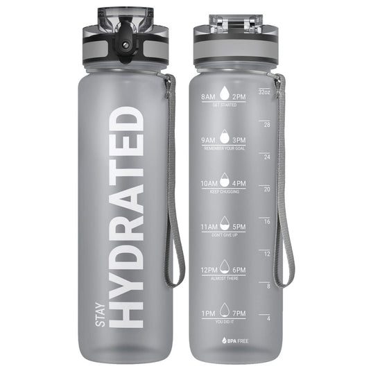 Drinkfles 750 ml BPA-vrij met tijdmarkeringen en lekvrije dop – waterfles – sportfles - happygetfit.com