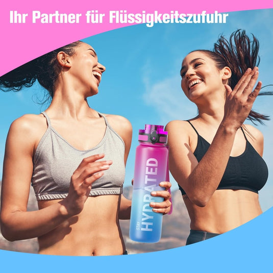 Drinkfles 750 ml BPA-vrij met tijdmarkeringen en lekvrije dop – waterfles – sportfles - happygetfit.com